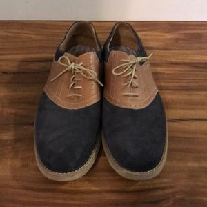 Johnston & Murphy Tan Leather Blue Suede Shoes.
